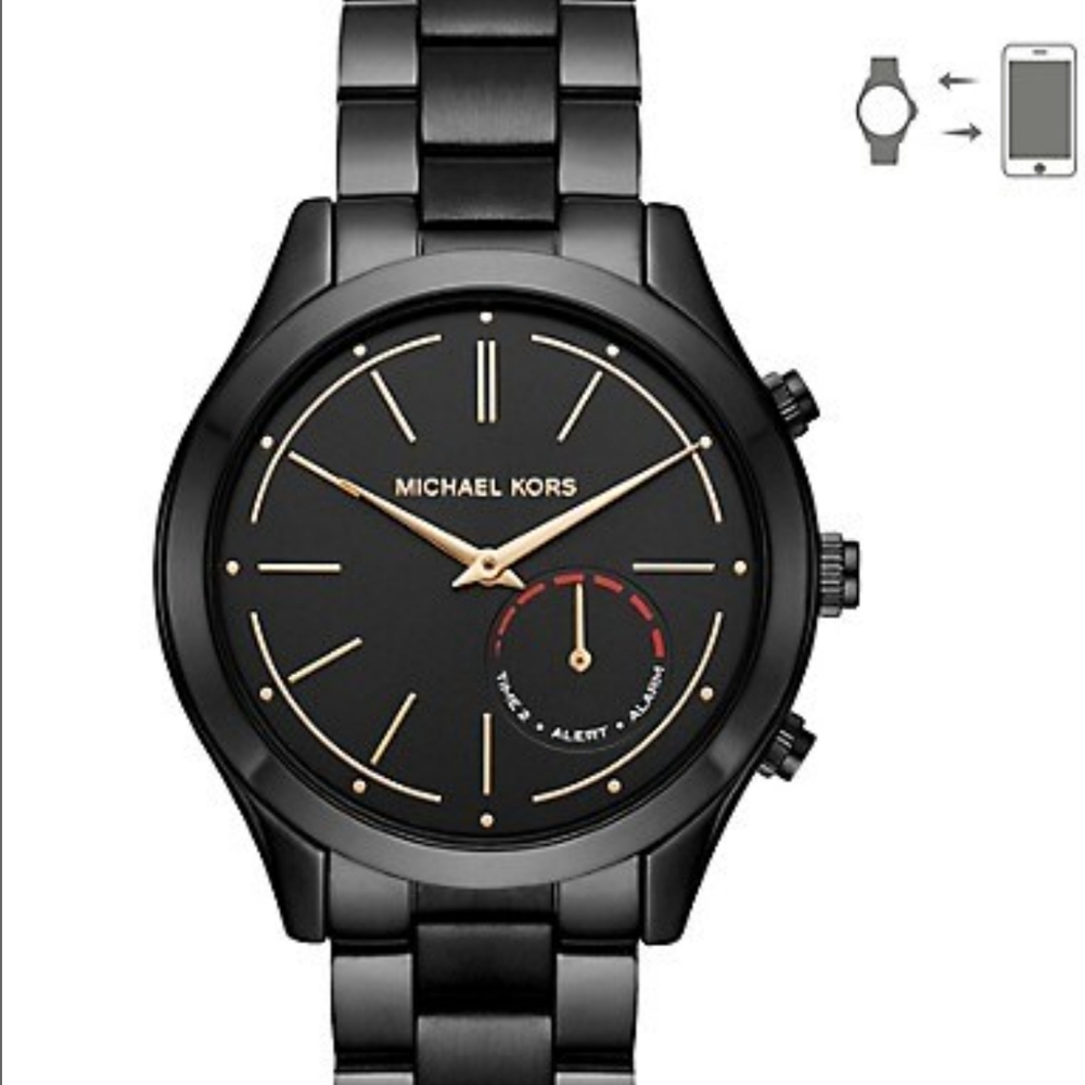 Brand new Michael Kors MK Access Slim Runway Black Hybrid Smartwatch